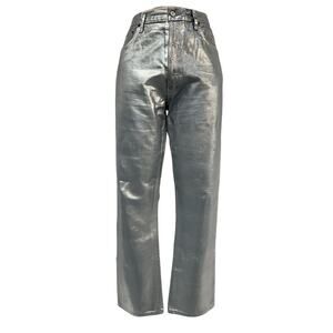 Agolde Metallic Silver 90s Pinch Straight-Leg Denim Jeans Size 31